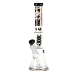 G-Rollz Banksy's 'Kissing Coppers' Spiral Perc Beaker Yellow 35C