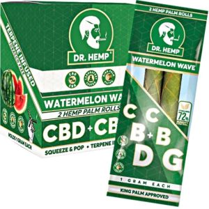 Dr. Hemp 2pk Hemp Rolls CBD+CBG Watermelon Wave 20PK/Dis