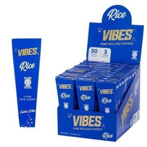 Vibes Cones King Size Rice 3 Cones/Pk 30PK/Display