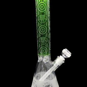 Pit Bull Water Pipe 15inch Sandblasted Beaker Bottom Bk,Gr,B,Wh