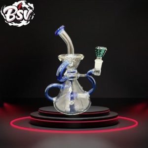 Water Pipe 8 Inch Double Color Recycler W/ Bent Neck Color Lip