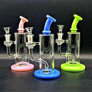 8.5 Inch Bent Neck Stem Less Water Pipe Colored Base And Neck