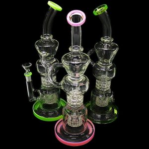 13 Inch Bent Neck Stem Less Recycler Matrix Perc Colored