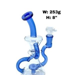 Bent Neck Color Double Recycler with Shower Head Perc Water Pipe