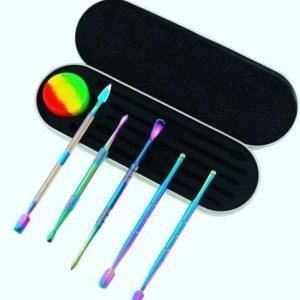 Iridescent Dabber Set 5pk Metal With Silicone Container