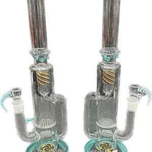 Straight Tube Recycler W/ Inline & Honeycomb Perc Colored Lip