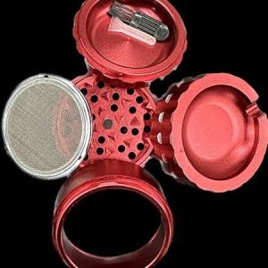 60mm Grinder 4 Piece Quarter Turn W/ Removable Screen Red