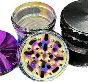 65mm Grinder 4 Piece Hour Glass Rigged Design W/ Window Black