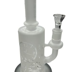 8in Peace and Clock Edge Bubbler Etched And Frosted