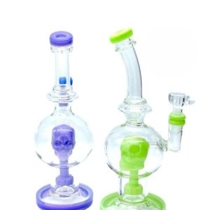 9in Bent Neck Orb Waterpipe With Skull Perc