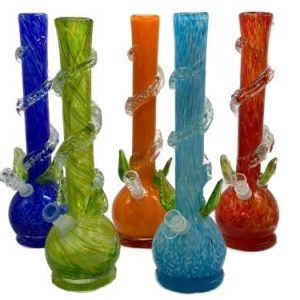 16in Soft Glass Beaker W/ Leafs And Swirl