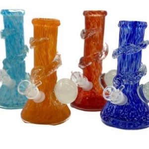 8in Soft Glass Beaker W/ Swirl & Glass Knob