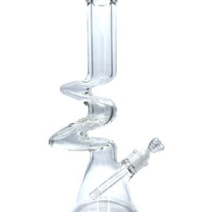 14in Bent Zong Beaker Clear