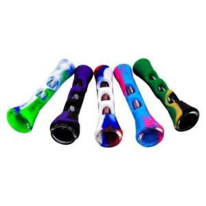 Silicone Water Pipe One Hitter W/ Glass Chamber
