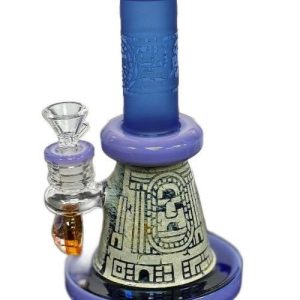Mayan Etched Waterpipe With Drip Art