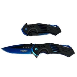 Blue Blade Black Handle With Flip F/K Knife