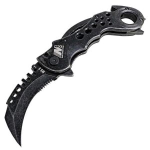 MACK 7.5" Karambit Style Spring Assisted Folding Knife Stone Was