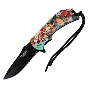 Defender-Xtreme Native Warrior 8.5" Spring Assisted Folding Knif