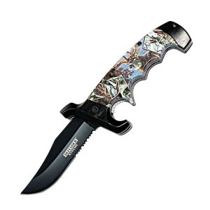 Defender-Xtreme 9" Stag Hunt Handle Spring Assisted Folding Knif