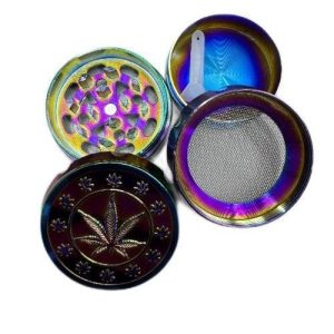 4pc Rainbow Grinder Polished Leaf Design