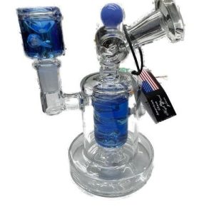 Double Chamber Glycol Waterpipe W/Spiral & Bent Neck