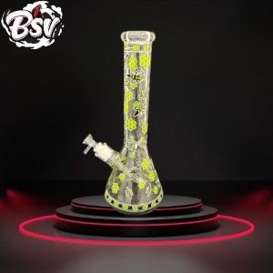 Beaker Bottom Waterpipe Thick Glass Bee Decal