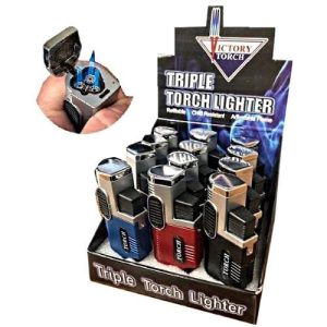 Triple Torch Cap Hold Cigar With Punch Clear Colors Mix
