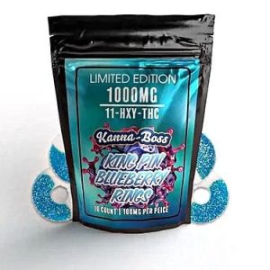 Kanna Boss 10ct Gummies 1000MG Pouch Hydroxy 11 Blueberry Rings