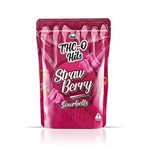 THC-O Hits Sour Belts Strawberry 10 Pack Display