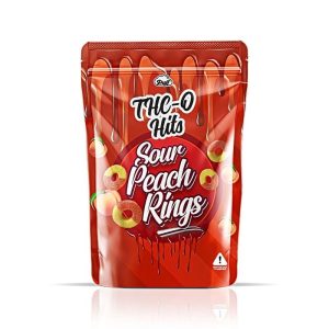 THC-O Hits Sour Peach Rings 10 Pack Display
