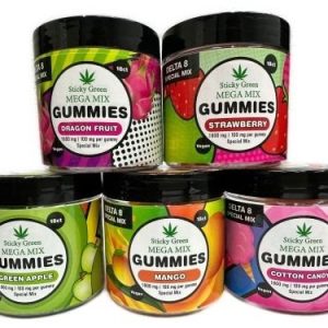 Sticky Green D8 18ct 1800mg Gummies Cotton Candy