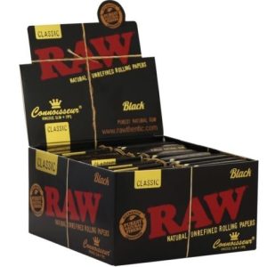 Raw Black King Size Slim w/Tips Connoisseur Papers 24ct