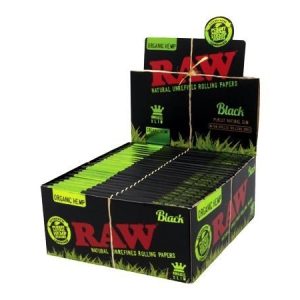 RAW KINGSIZE SLIM BLACK ORGANIC HEMP 50 PER BOX