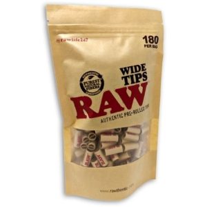 Raw Wide Tips 180 Count Bag