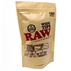 Raw Pre-rolled Wide Tips 180ct Bag