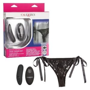 Calexotics Remote Control Lace Thong Set Black