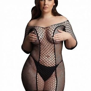 Shots Lingerie Duo Net Sleeved Mini Dress Queen - Black