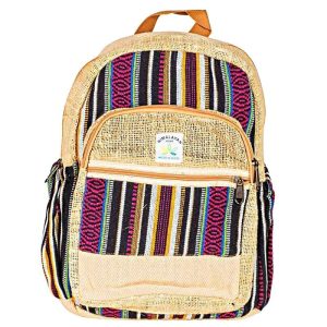 Multicolor Striped Hemp Backpack 10" x 14" W/ 2 Front Pockets