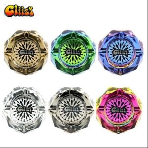 Gliizy Glass High Quality Diamond Ashtray Paint Burst Gun Metal