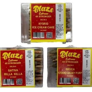 Blaze 30ct Pre-Rolls Extreme 4X Delta 8 Grand Daddy Purp Indica