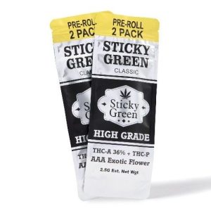 Sticky Green High Grade Pre-Rolls 2ct Silver Kush