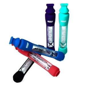 Grav Glass Chillum Taster w/Silicone Skin Blue
