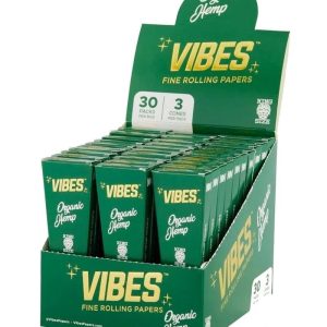 Vibes King Size Organic Hemp cones 30 Packs 3 Cones Per Pack