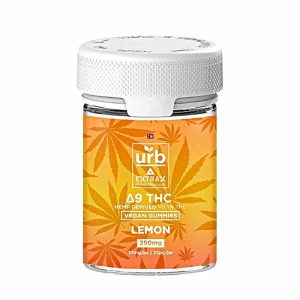 URB D9 Effex Vegan Gummies Jar 250MG 10mg Per Gummy Lemon
