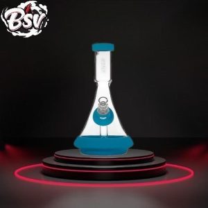 Grav Deco Beaker Water Pipe W/Silicone Accents Blue