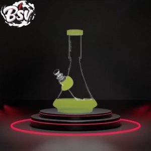 Grav Deco Beaker Water Pipe W/Silicone Accents Avocado Green