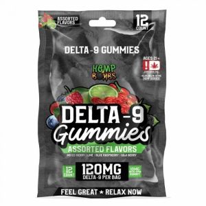 Hemp Bomb D9 Assorted Flavors 120mg 12ct 6Bags/ Display