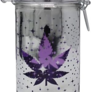 Stash Jar Metallic Silver/Purple Leaf Galaxy