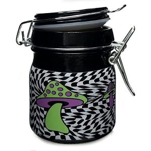 Stash Jar Medium Trippy Mushroom W/Color Checkerboard