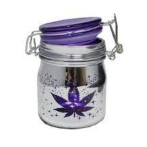Stash Jar Medium Metallic Silver/Purple Leaf Galaxy